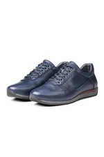 Ducavelli Lion Point Men's Casual Shoes From Genuine Leather With Plush Shearling, Navy Blue.