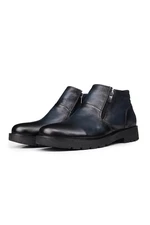 Ducavelli Chelsea Genuine Leather Anti-Slip Sole Zippered Casual Boots Black.