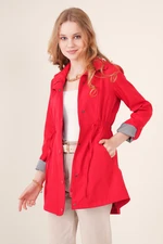 Bigdart 10322 Trench Coat with Pleated Waist - Red