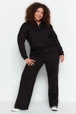 Trendyol Curve Black Oversize 2 Threads Plus Size Tracksuit Set