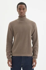 Trendyol Camel Men Oversize Wide Fit Turtleneck Basic Sweater