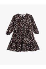 Koton Floral Dress Long Sleeves Elasticated Cuffs Round Neck