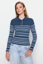 Trendyol Indigo Color Block Knitwear Sweater