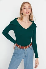 Trendyol Emerald Green Collar Detailed Knitwear Sweater