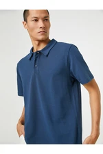 Koton Basic T-Shirt Polo Neck Buttoned Short Sleeve