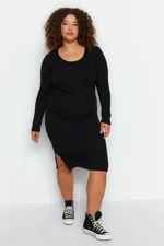 Trendyol Curve Black Corduroy Knitted Bottom-Top Set