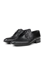 Ducavelli Croco Genuine Leather Men's Classic Shoes, Derby Classic Shoes, Lace-Up Classic Shoes.