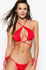 Trendyol Red Halterneck Bikini Top With Accessories