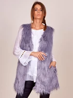 Women's grey vest with longer hair