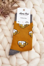 Men's Patterned Socks Beer Yellow and Grey