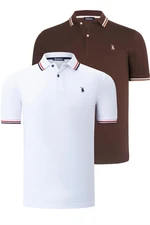 DUAL SET T8594 DEWBERRY MENS T-SHIRT-WHITE-BROWN