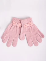 Yoclub Kids's Girls' Five-Finger Gloves With Bow RED-0010G-AA5B-002