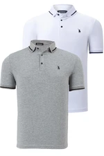 DOUBLE SET T8586 DEWBERRY MEN'S T-SHIRT-WHITE-GREY