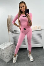 Ribbed blouse + leggings light pink