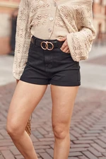 Black denim shorts with high waist