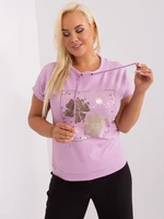 Light purple blouse plus size with print