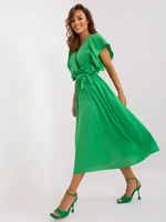 Green midi dress with clutch neckline