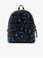 Blue and Black Womens Patterned Backpack Desigual Onyx Mombasa Mini - Women