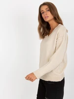 Beige knitted classic sweater RUE PARIS