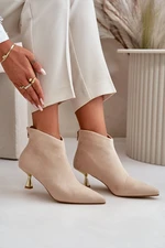 Women's ankle boots on stiletto heel eco suede beige terlena