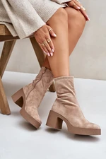 Women's Ankle Boots On Platform With Massive Heel S.Barski Beige