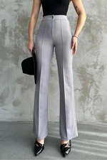 80272 Dewbery High Waist Slim Fit Wide Leg Pants-GREY