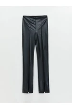 LC Waikiki Dámské kalhoty Skinny Fit Straight Leather Look