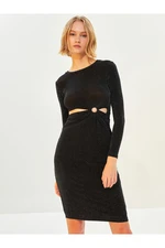 LC Waikiki Crew Neck Window Detailed Long Sleeve Women's Bodycon Dress