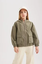 DEFACTO Girls' Waterproof Hooded Raincoat