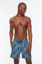 Trendyol Navy Blue Printed Standard Size Swim Shorts