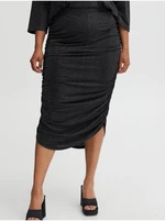 Black Women's Pencil Skirt with Metallic Fibers Fransa - Ladies