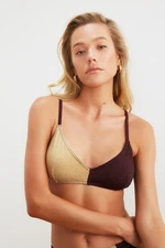 Trendyol Gold Mürdüm Color Block Bikini Top