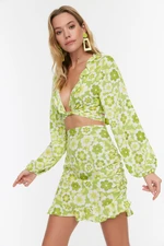 Trendyol Green Floral Print Beach Top-Top Set