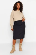 Trendyol Curve Black Parachute Midi Woven Skirt