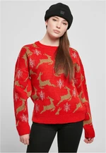 Women's Oversized Christmas Sweater Red/Gold