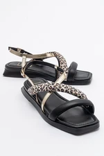 LuviShoes LEAMİL Black Genuine Leather Women Sandals