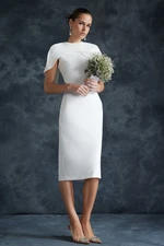 Trendyol Bridal White Sleeve Detailed Woven Wedding/Wedding Elegant Evening Dress