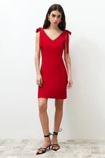 Trendyol Red Wrap-around Tie Detail Mini Woven Dress