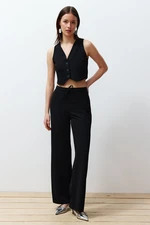 Trendyol Black Buttoned V Neck Wide Leg Knitted Vest/Pants Top-Bottom Set