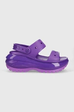 Pantofle Crocs Classic Mega Crush Sandal dámské, fialová barva, na platformě, 207989