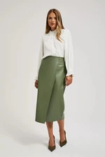 Waxed midi skirt