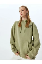 Koton Oversize Hooded Sweatshirt with Back Printed Kangaroo Pocket