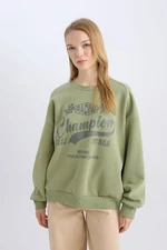 DEFACTO Cool Oversize Wide Pattern Crew Neck Printed Thick Sweatshirt