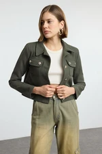 Trendyol Light Khaki Crop Woven Blazer Jacket