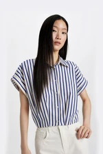 DEFACTO Crop Striped Short Sleeve Poplin Shirt