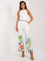 Patterned women's trousers Ecru