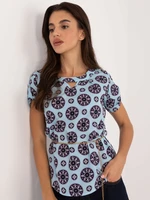 Light blue formal blouse with cutout