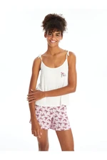 LC Waikiki U-Neck Printed Strappy Women's Pajama Set with Shorts