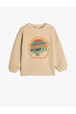 Koton Sweat Long Sleeve Crew Neck Nature Themed Embroidered Rose Gold