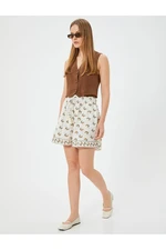 Koton Floral Linen Blend Shorts with Elastic Waistband